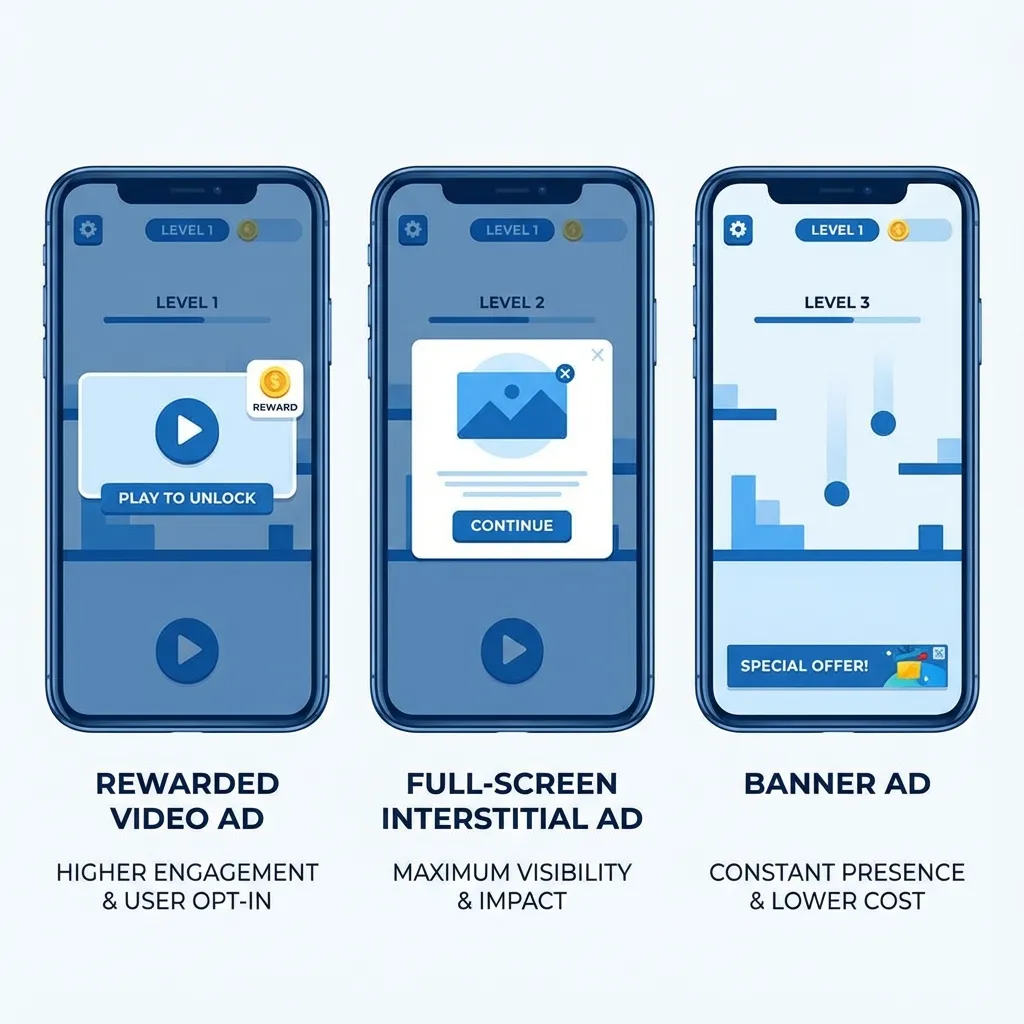 Rewarded video ads implementation strategy for mobile games