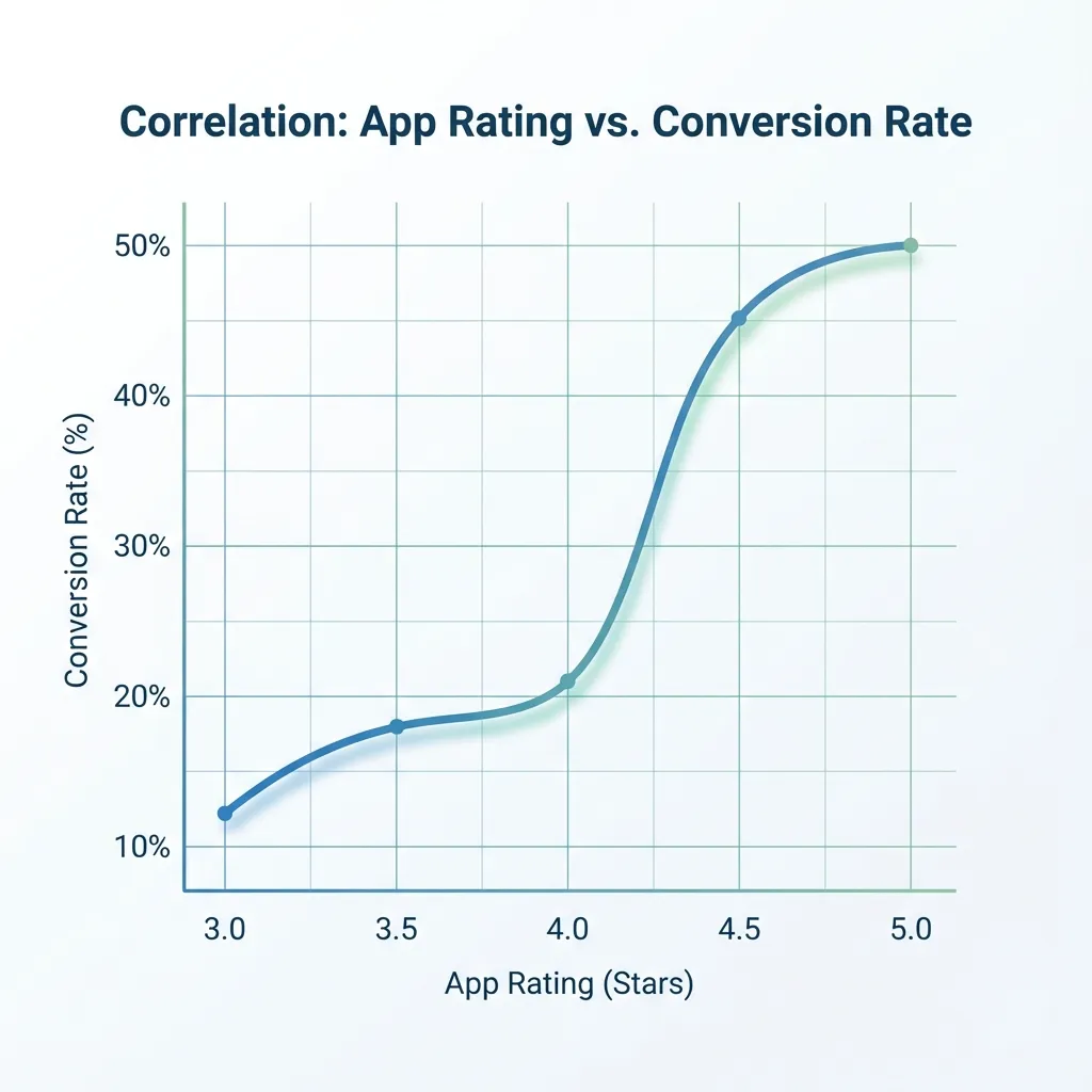 Correlation between app rating and conversion rate